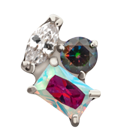 Bramble Rainbow Aurora CZ Titanium Threadless Top