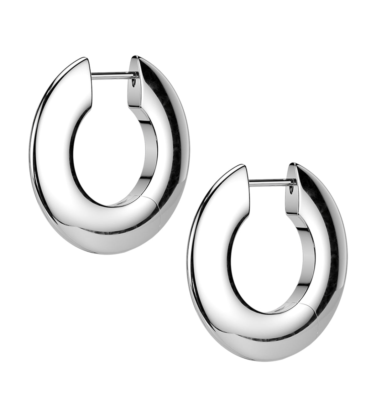 Broad Titanium Hinged Hoop Huggie Earrings