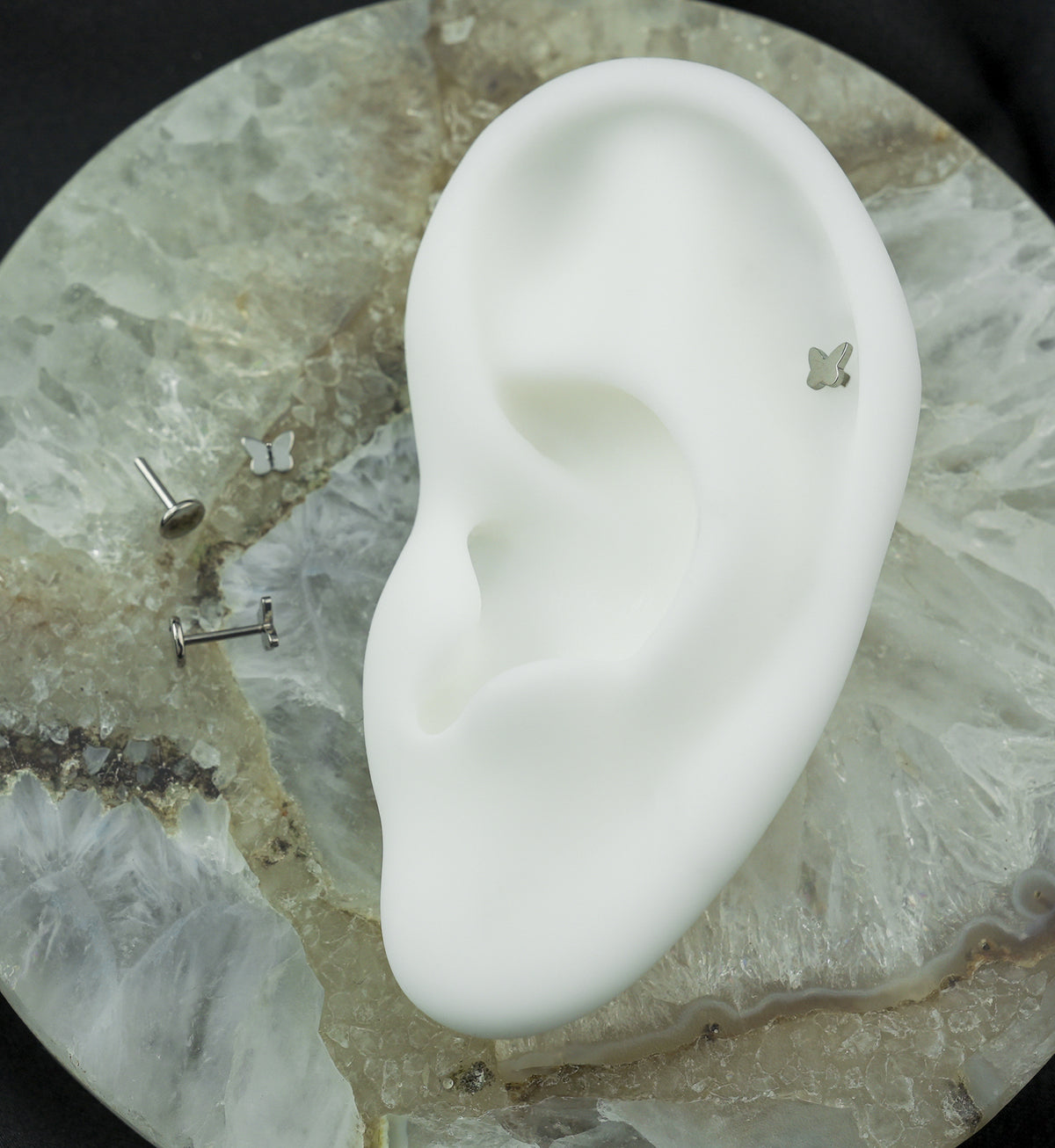 Bubble Butterfly Threadless Titanium Flat Disk Labret