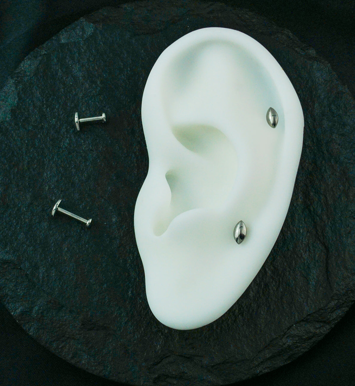 Bubble Marquise Internally Threaded Titanium Flat Disk Labret