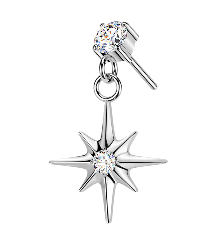 Cardinal Points CZ Dangle Titanium Threadless Top