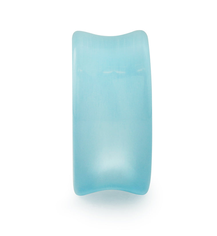 Aqua Cat's Eye Glass Concave Tunnel Plugs
