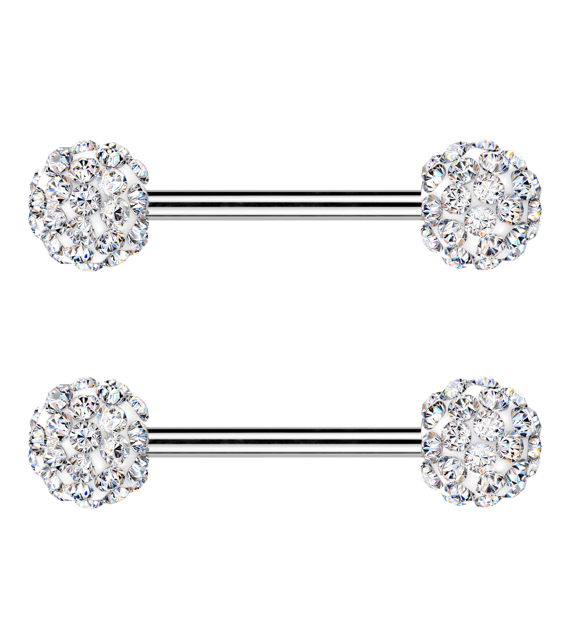 Clear Crystal Ball CZ Stainless Steel Externally Threaded Nipple Barbell
