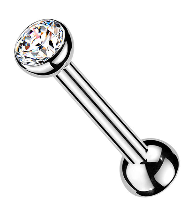 Clear CZ End Titanium Threadless Straight Barbell