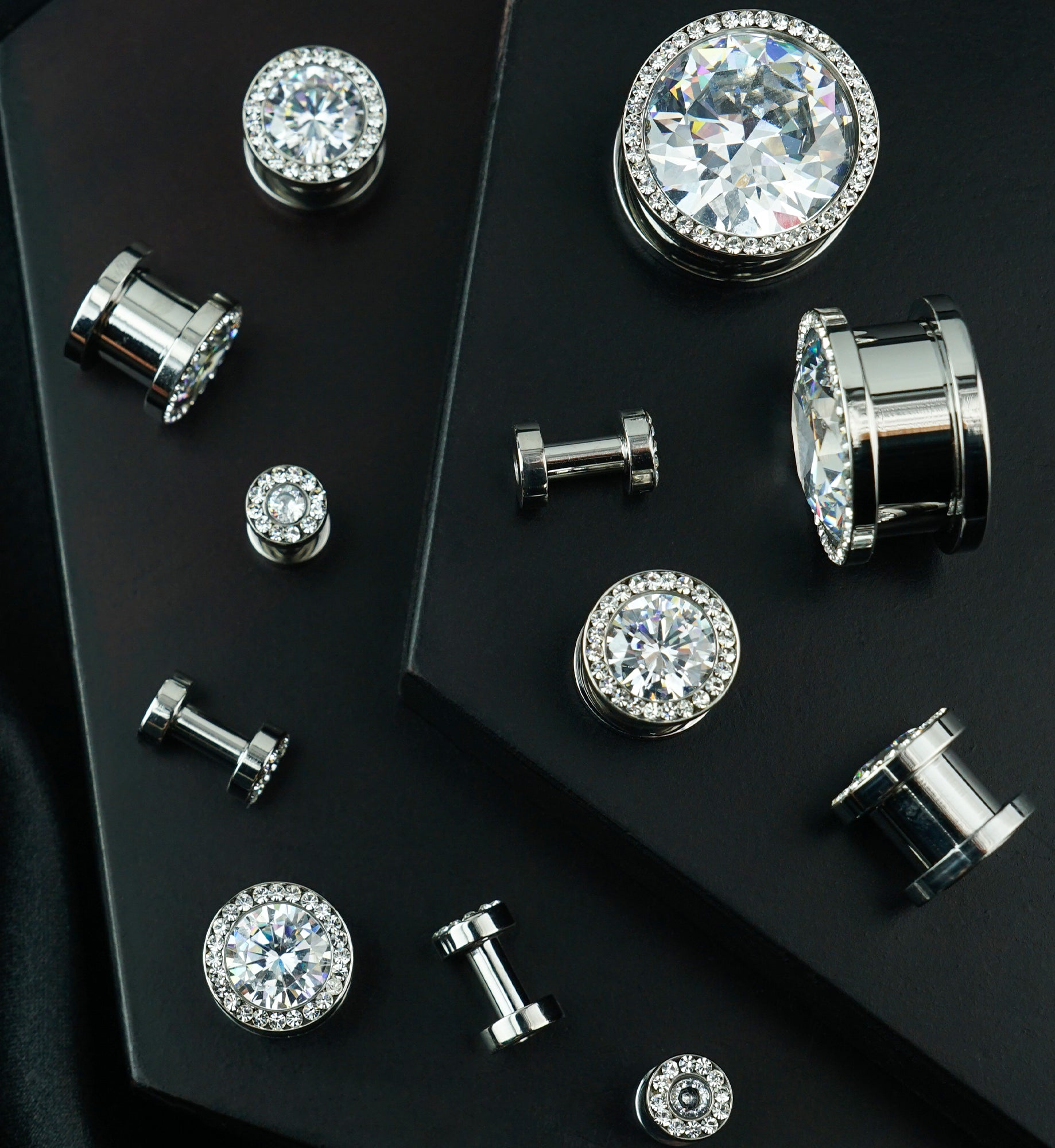 Clear CZ Diamond Stainless Steel Plugs