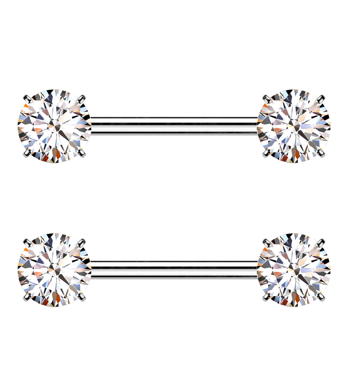Clear CZ Titanium Threadless Nipple Barbells by Urban Body Jewelry