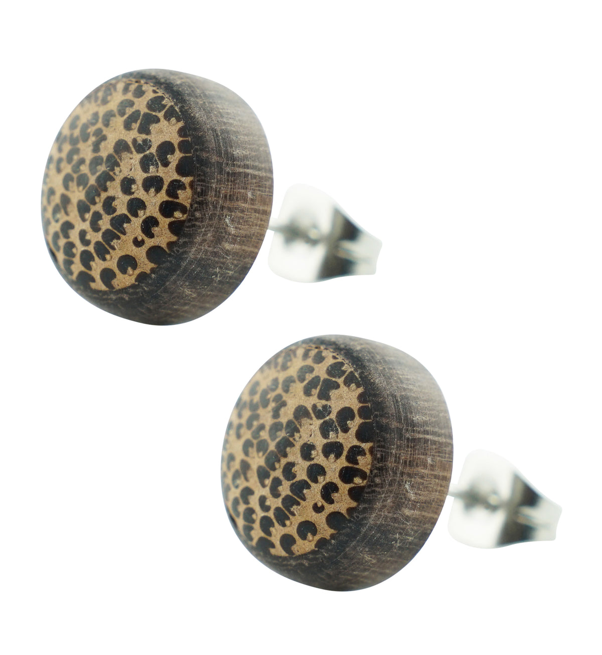 Coconut Wooden Stainless Steel Stud Earrings