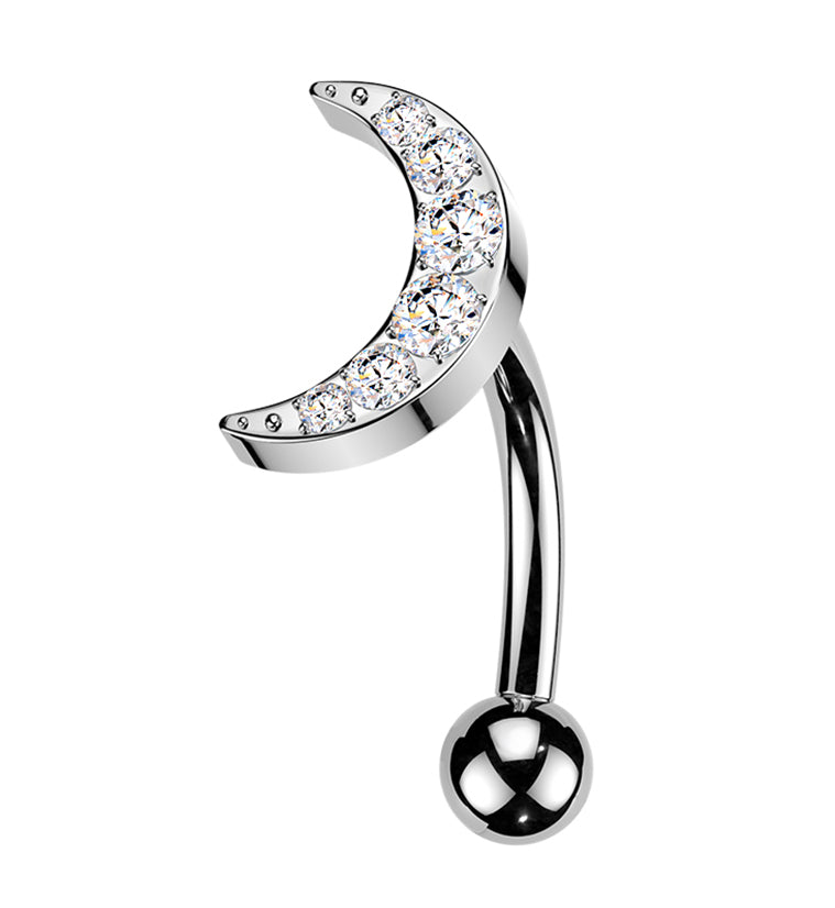 Crescent Moon CZ Titanium Threadless Curved Barbell