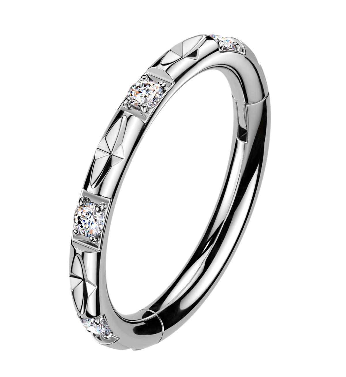 Crosscut CZ Titanium Hinged Segment Ring