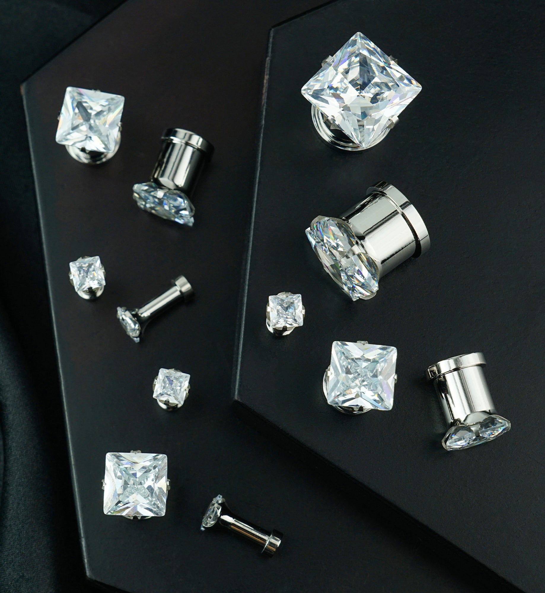 Clear CZ Gem Diamond Stud Plugs