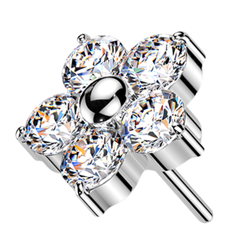 Daisy Clear CZ Titanium Threadless Top