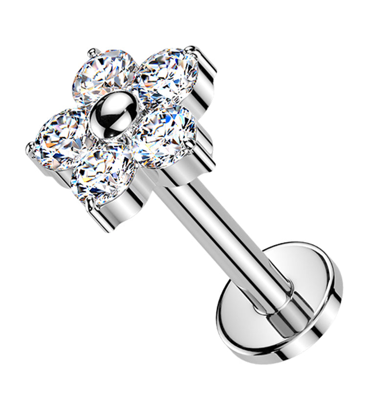 Daisy CZ Titanium Internally Threaded Labret