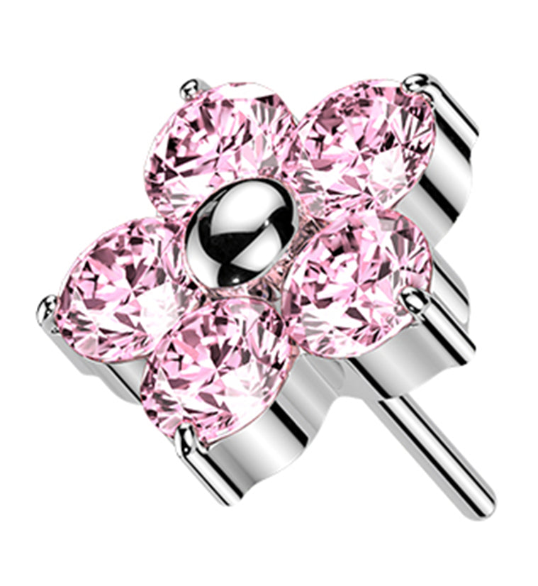 Daisy Pink CZ Titanium Threadless Top
