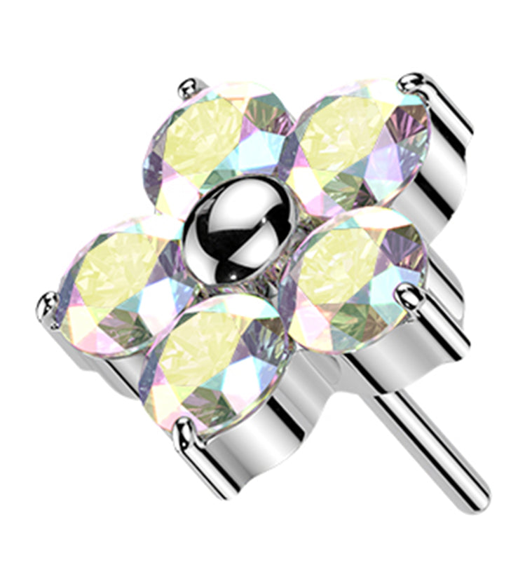 Daisy Rainbow Aurora CZ Titanium Threadless Top