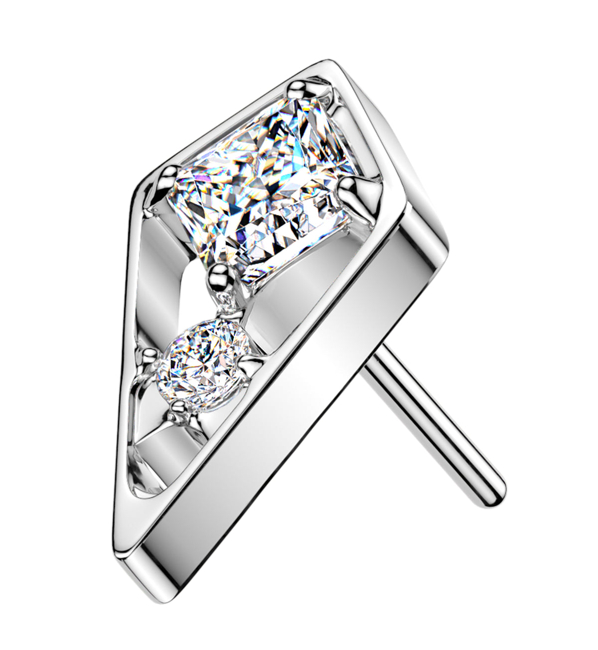 Delta Chasm Clear CZ Titanium Threadless Top by Urban Body Jewelry