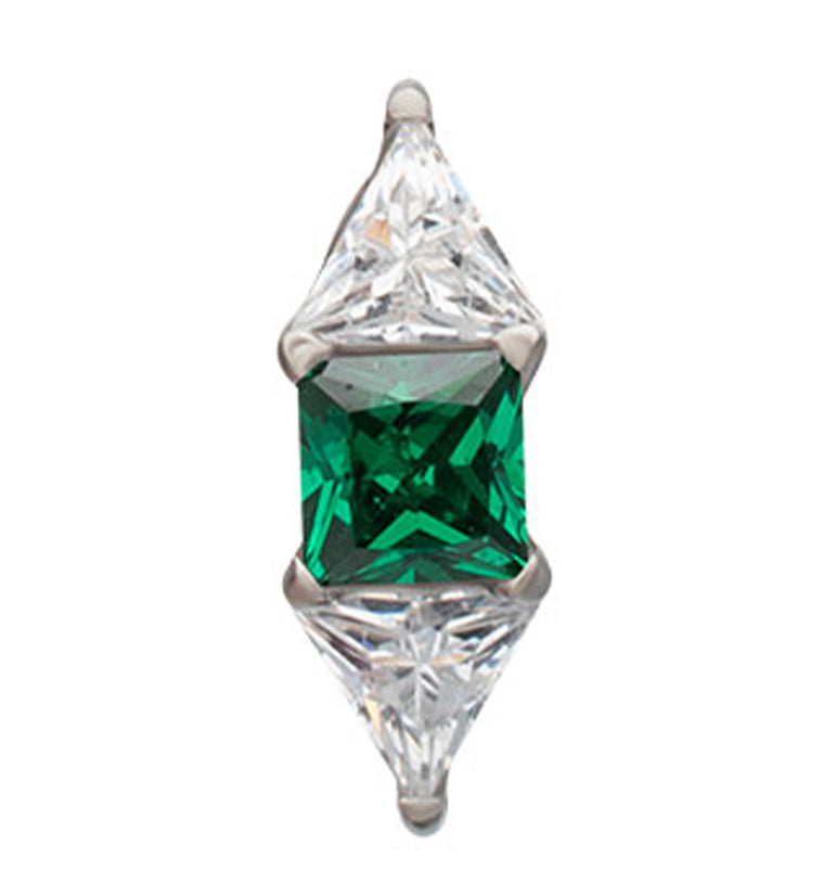 Double-Edged Emerald CZ Titanium Threadless Top