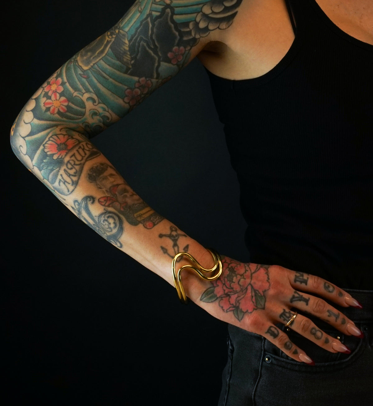 Double Swerve Brass Bangle