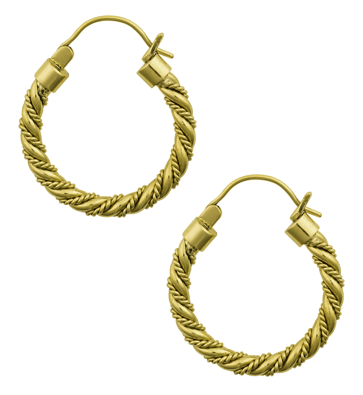 Double Twisted Brass Plug Hoops by Urban Body Jewelry