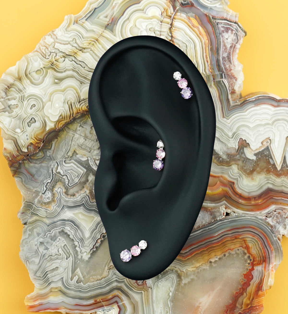 Ellipses Amethyst CZ Titanium Threadless Top