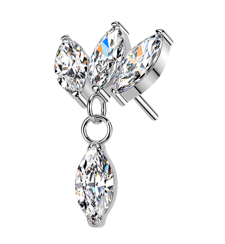 Empress Drop Clear CZ Dangle Titanium Threadless Top
