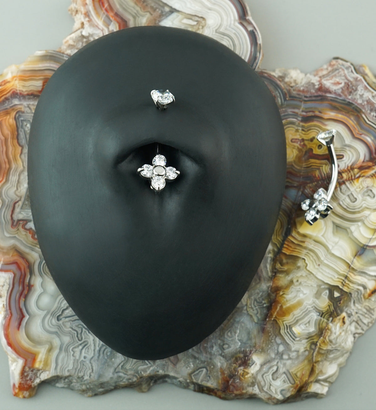 Equinox CZ Stainless Steel Internally Threaded Belly Button Ring