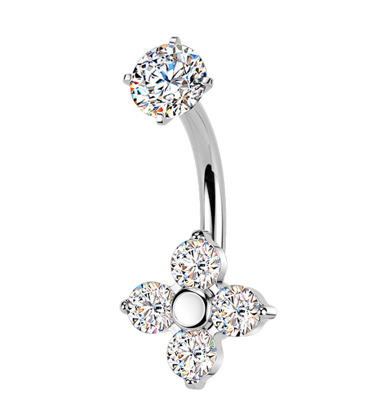 Equinox CZ Stainless Steel Internally Threaded Belly Button Ring