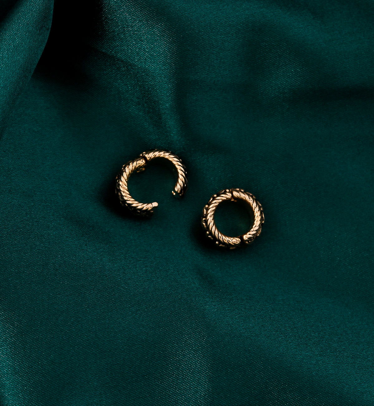 Fiber Rose Gold Brass Hinged Ear Lobe Cuffs