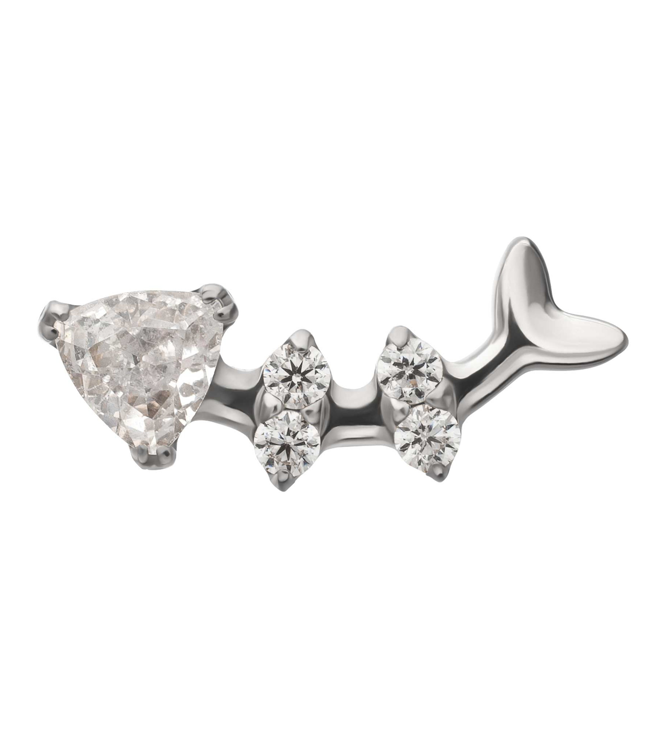 Fish Bones Clear CZ Titanium Threadless Top