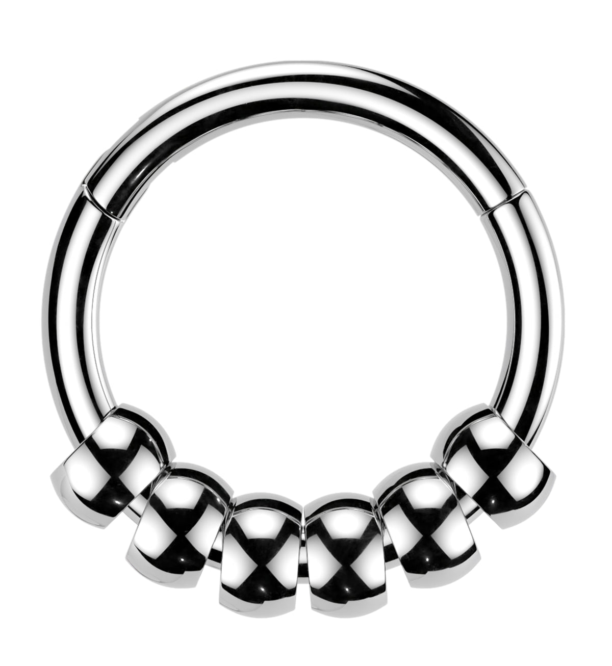 Fixed Six Bead Stainless Steel Hinged Segment Ring