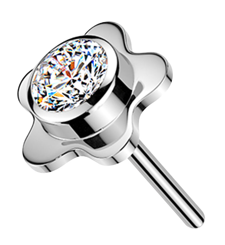 Floral Pop Clear CZ Titanium Threadless Top