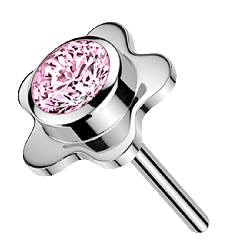 Floral Pop Pink CZ Titanium Threadless Top