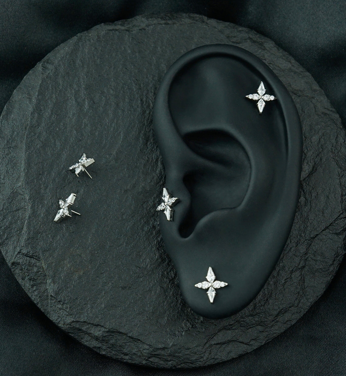 Four Point Star Clear CZ Titanium Threadless Top