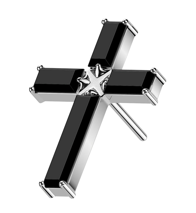 Geo Cross Black CZ Titanium Threadless Top
