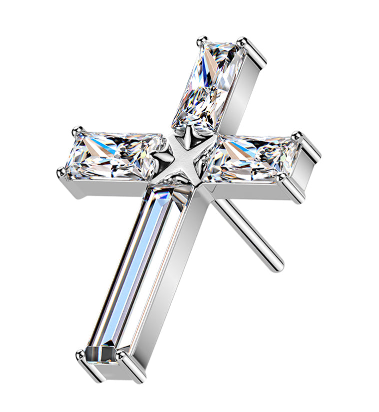 Geo Cross Clear CZ Titanium Threadless Top