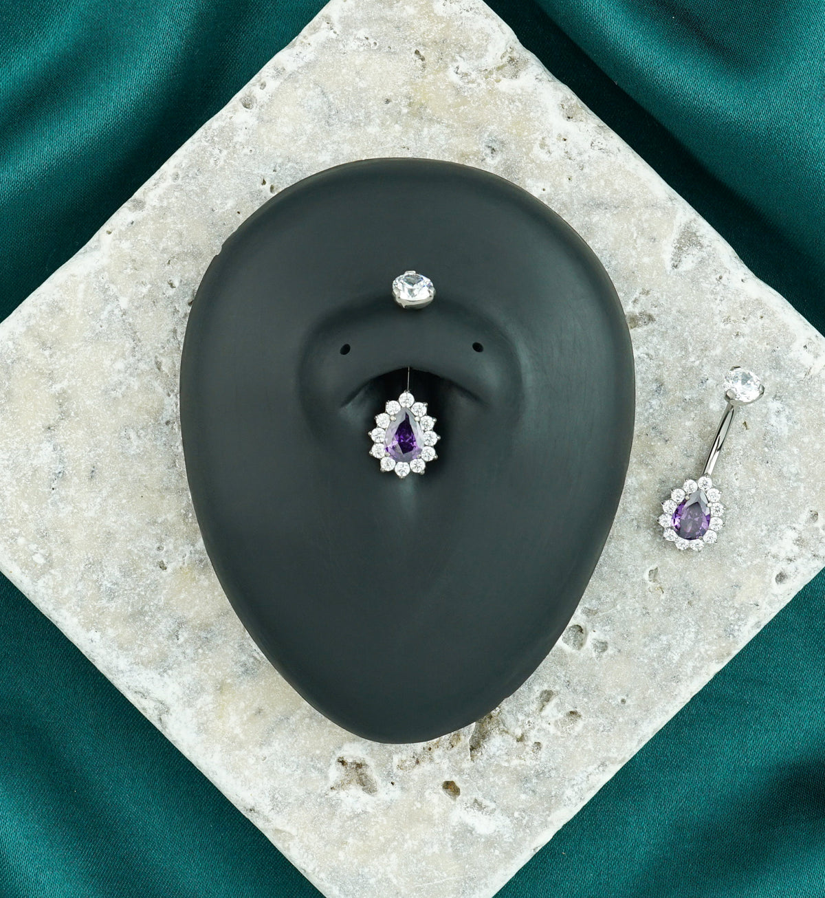 Gild Teardrop Amethyst CZ Titanium Internally Threaded Belly Button Ring