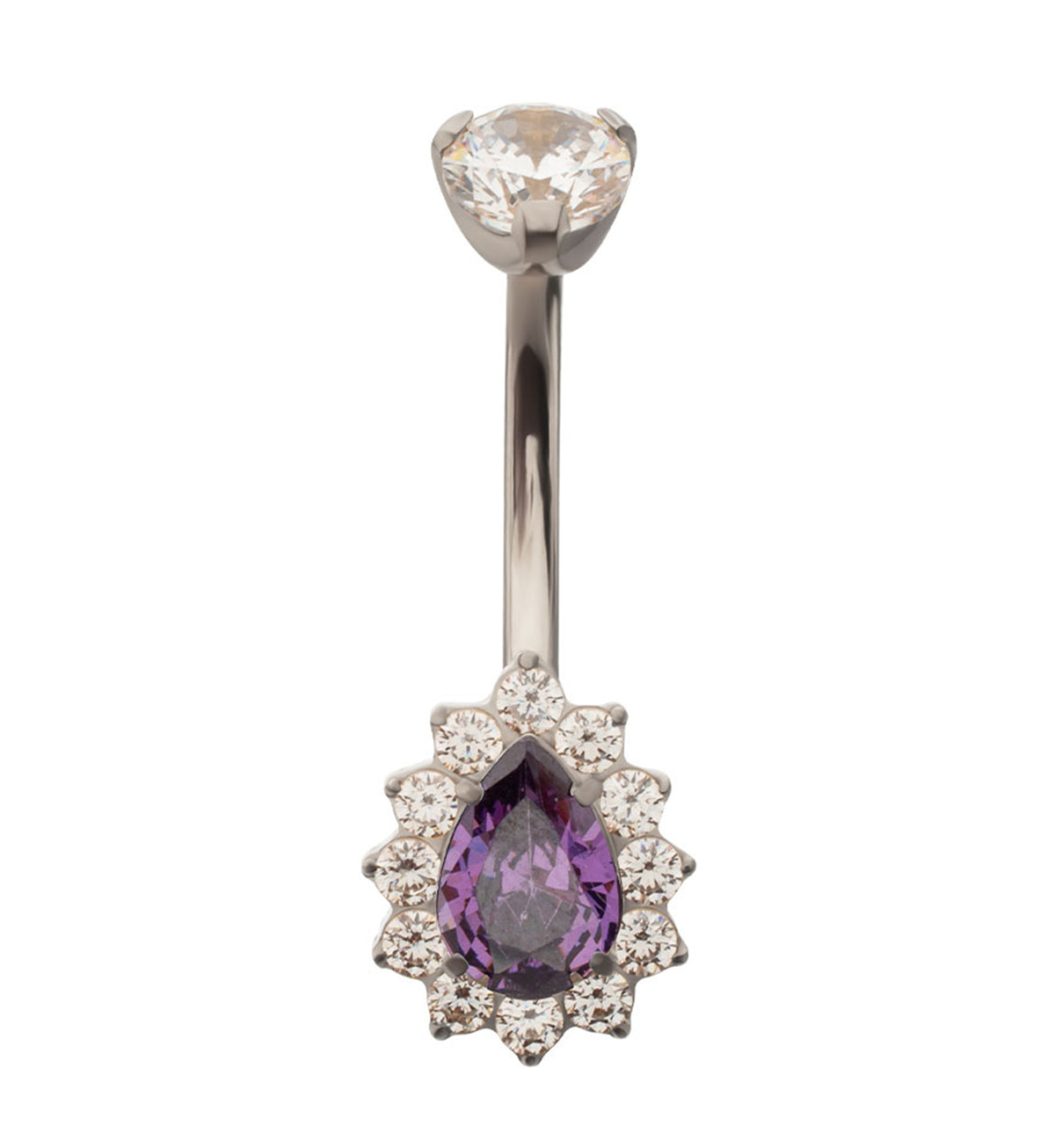 Gild Teardrop Amethyst CZ Titanium Internally Threaded Belly Button Ring