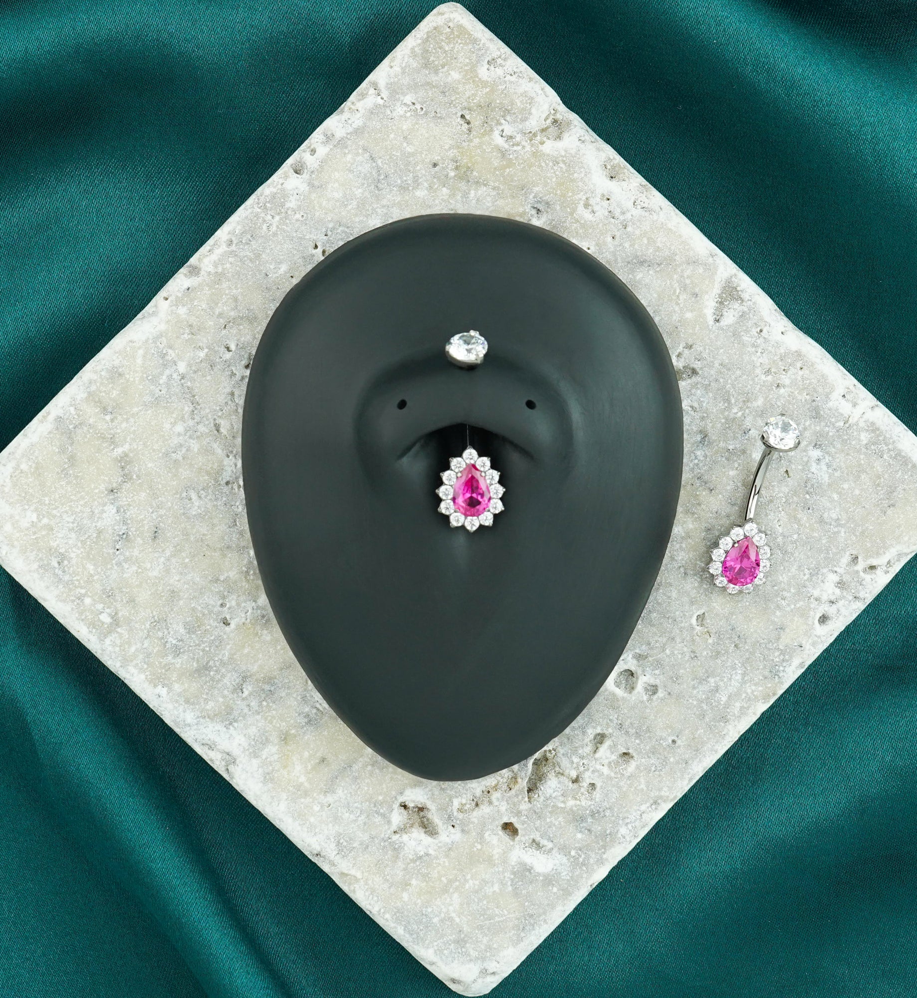 Gild Teardrop Ruby CZ Titanium Internally Threaded Belly Button Ring