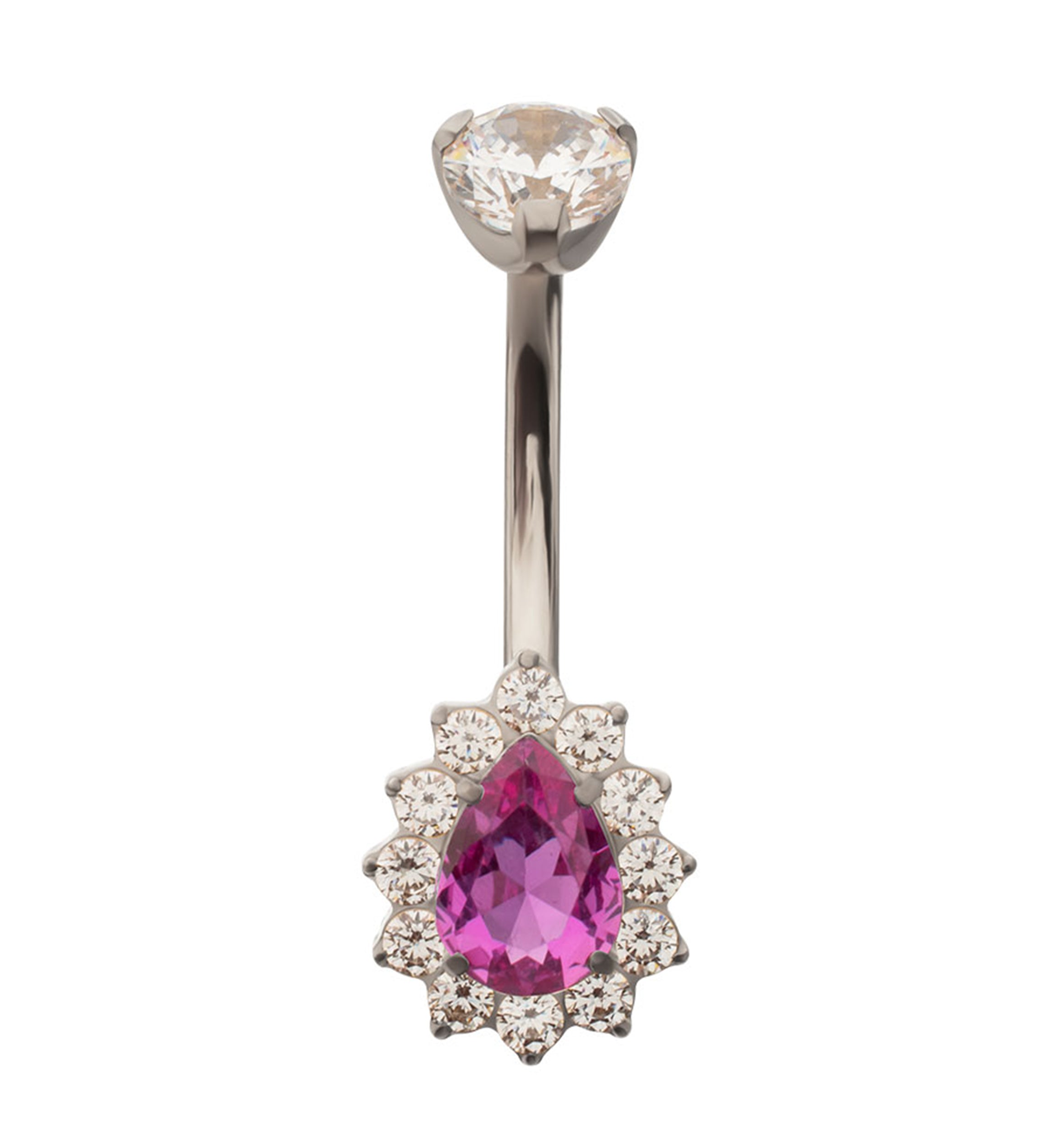 Gild Teardrop Ruby CZ Titanium Internally Threaded Belly Button Ring
