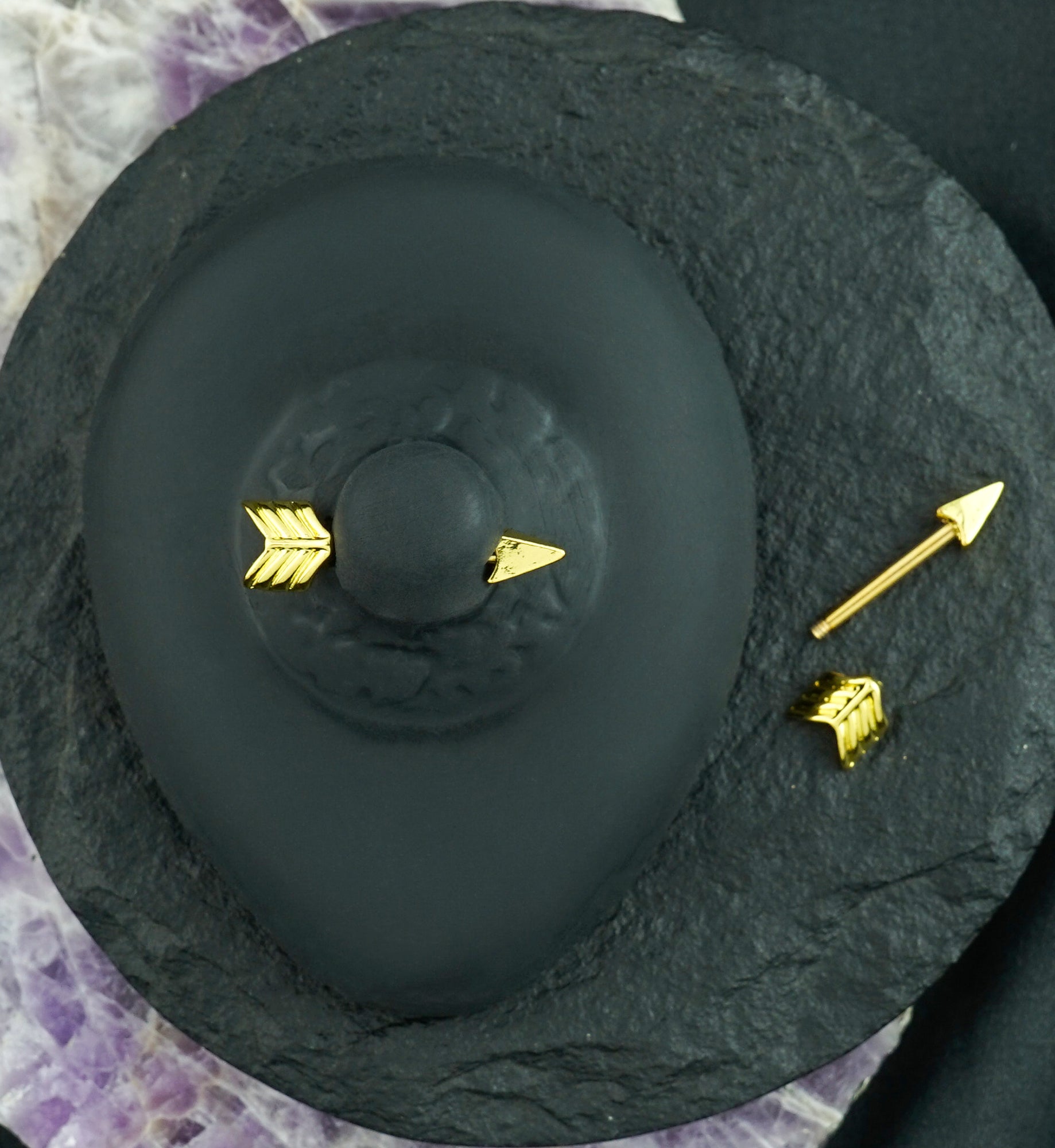 Gold Arrow Nipple Ring Bar