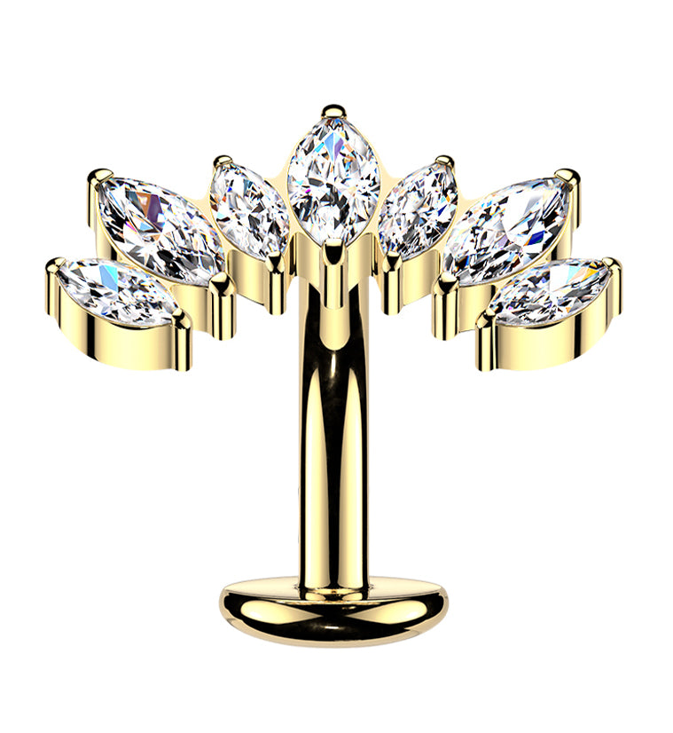 Gold PVD Anadem CZ Titanium Threadless Floating Belly Button Ring