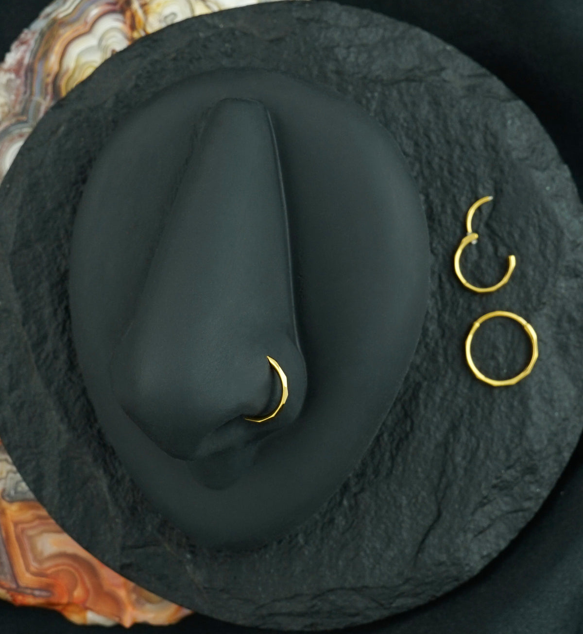 Gold PVD Angled Stainless Steel Hinged Segment Ring
