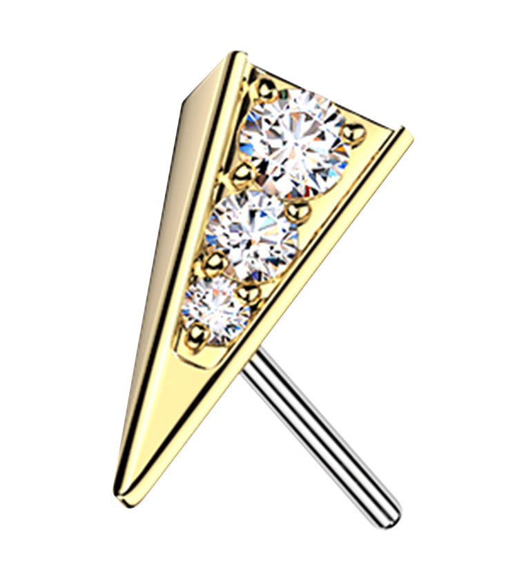 Gold PVD Arrowhead CZ Titanium Threadless Top