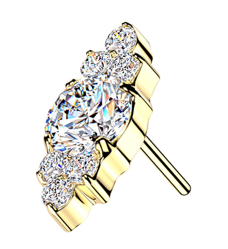 Gold PVD Baroque CZ Titanium Threadless Top