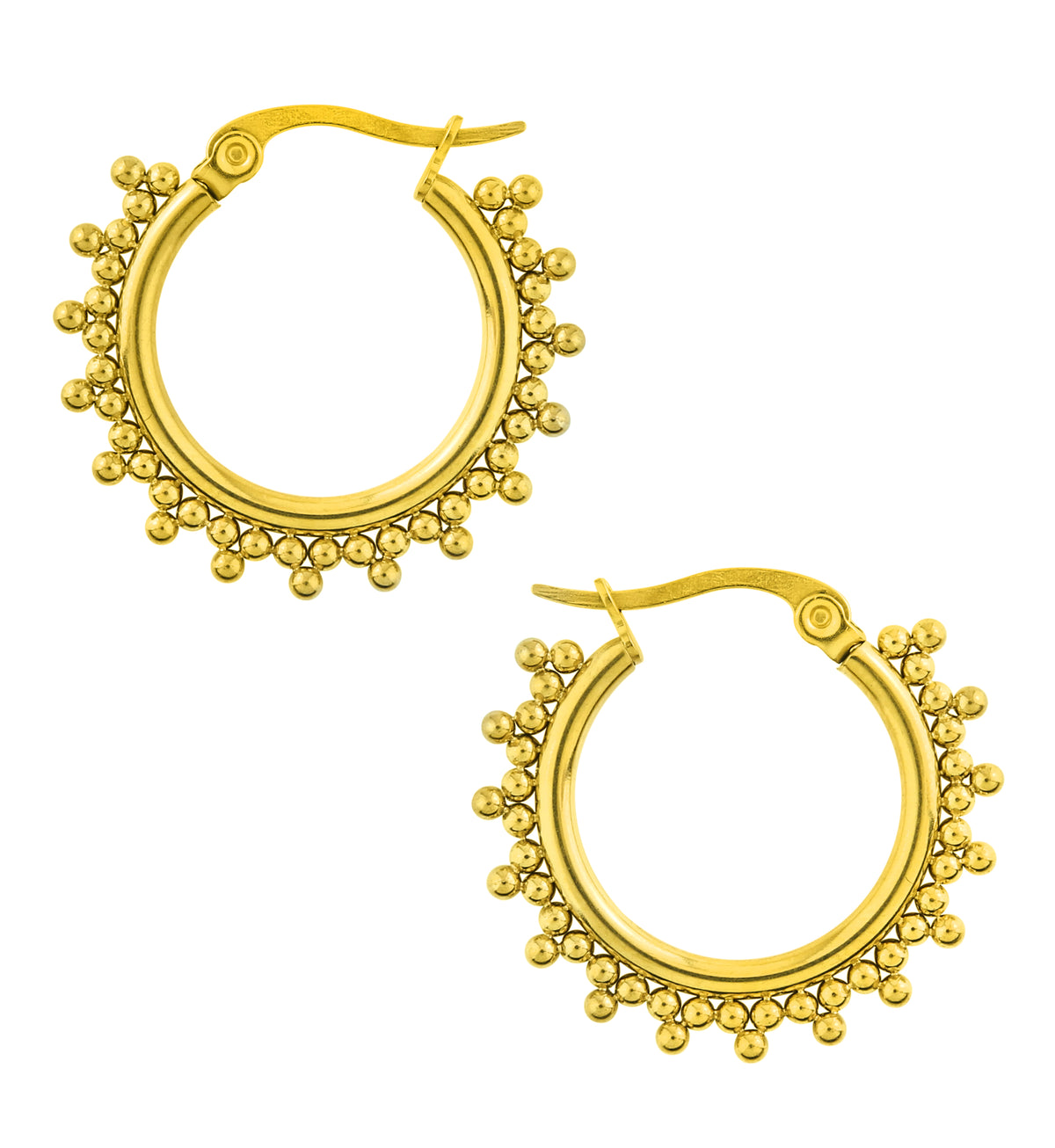 Gold PVD Beaded Stainless Steel Hangers - Earrings