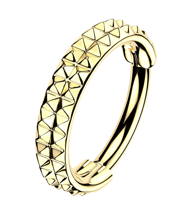 Gold PVD Double Stacked Studded Titanium Hinged Segment Ring