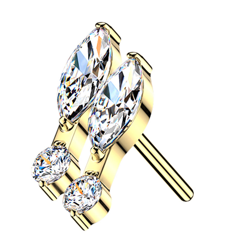 Gold PVD Duo Icicle Drip CZ Titanium Threadless Top