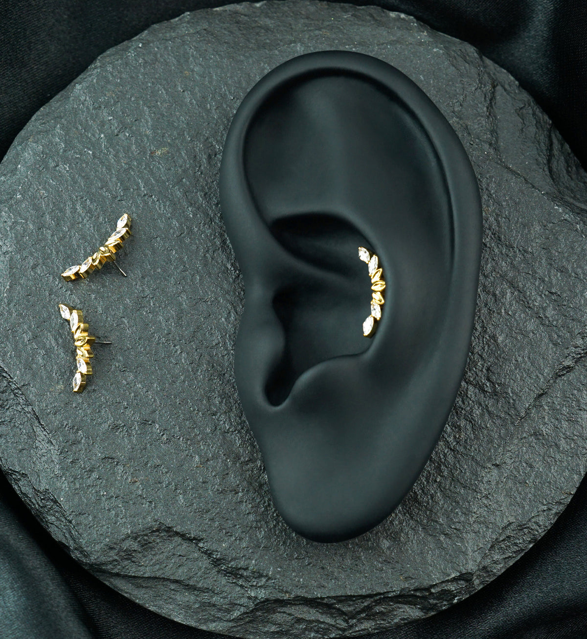 Gold PVD Empress Arch Clear CZ Titanium Threadless Top