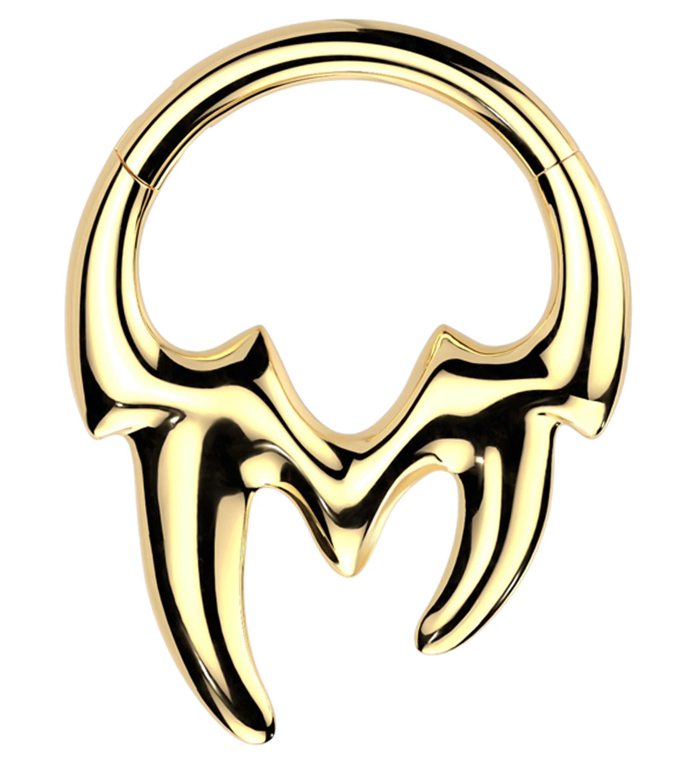 Gold PVD Fangs Titanium Hinged Segment Ring