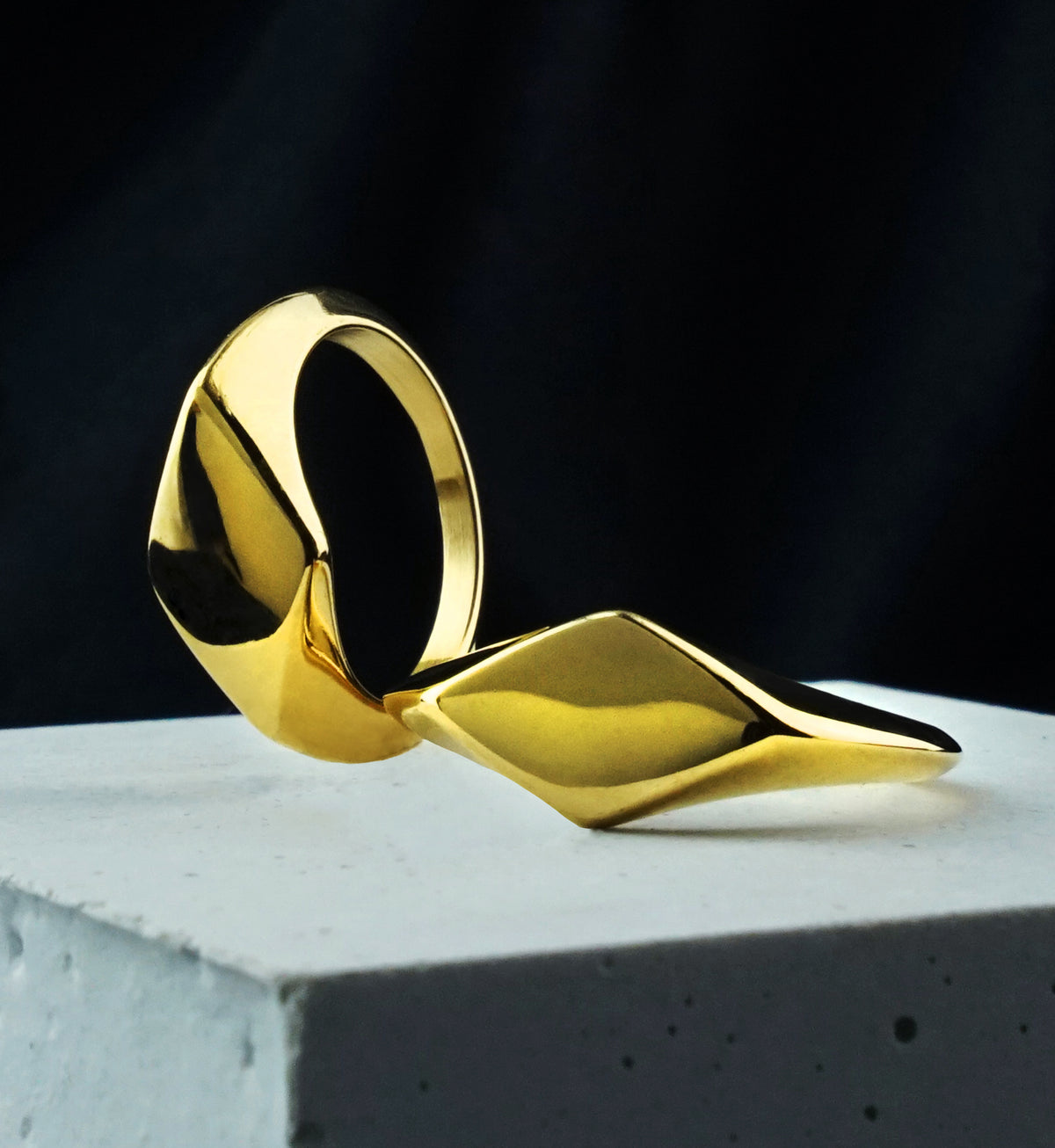 Gold PVD Flat Rhombus Top Stainless Steel Ring
