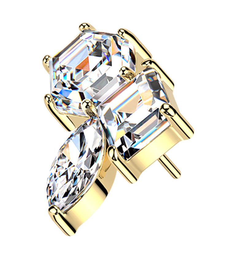 Gold PVD Geo Mosaic CZ Titanium Threadless Top
